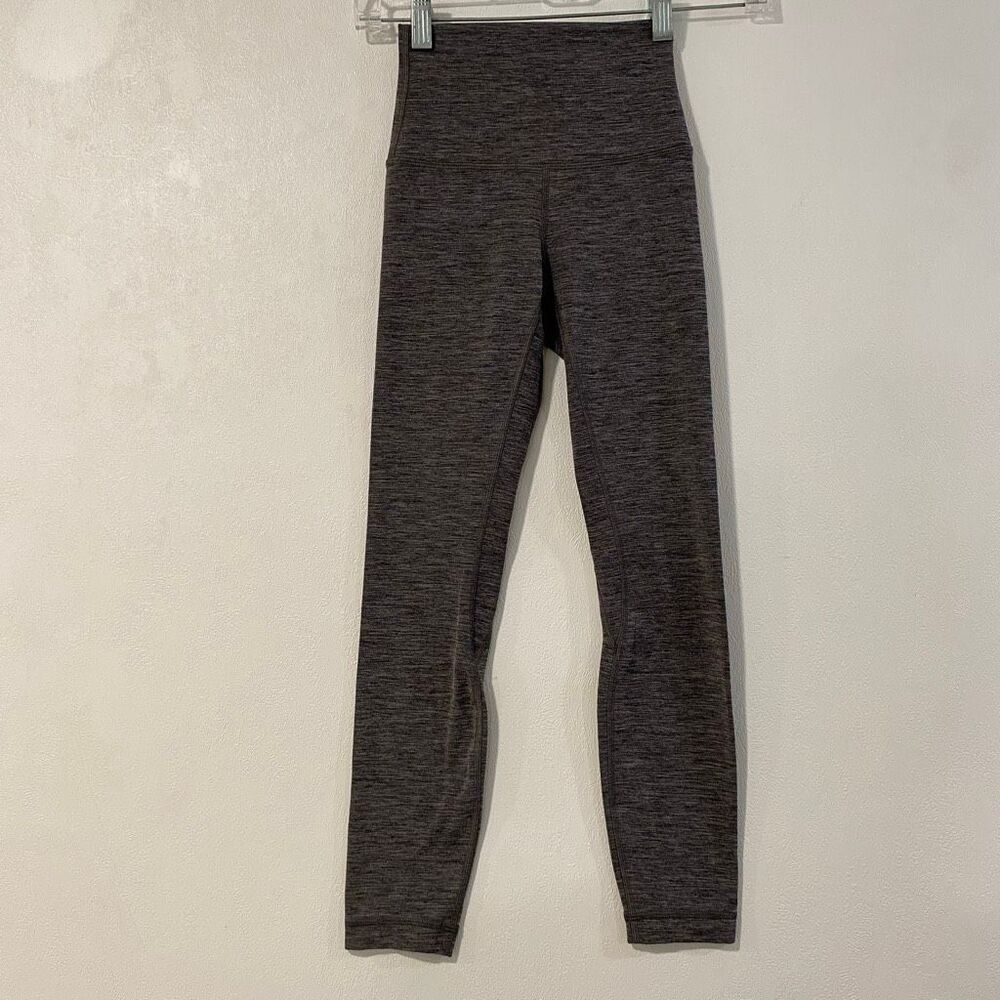Lululemon Leggings Size 0 Heathered Gray High Rise Full Length Yoga Pants - Picture 2 of 6